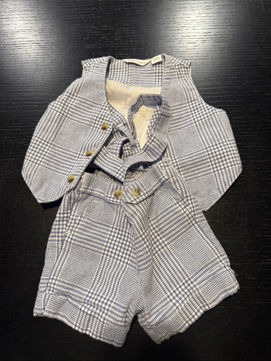 Janie and Jack Other - Janie and Jack Blue Plaid Vest and Shorts Set